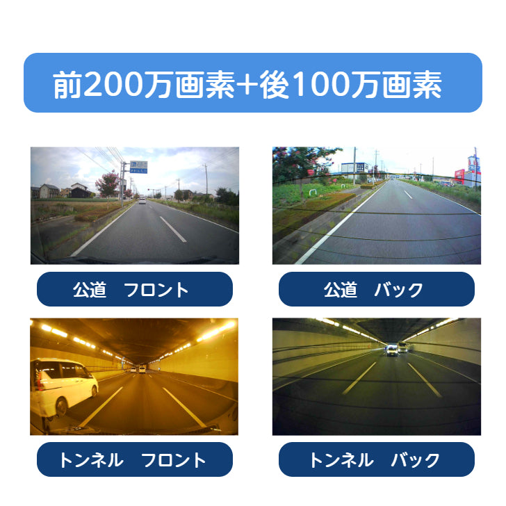 TOHO [DIXIA] リアカメラ付きFHDドライブレコーダー 前後カメラ 200万画素 Gセンサー