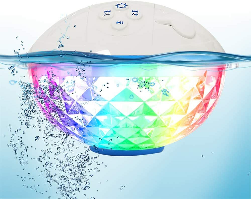 防水フローティング　BLUETOOTHスピーカー ワイヤレス　バスライトプールライト(w078)グレー