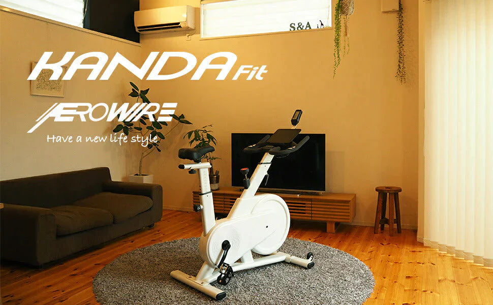 KANDA Fit AEROWIRE スピンバイク フィットネス◆ホワイト◆最新式コンピュータ搭載 本格トレーニング ダイエット フィットネスバイク