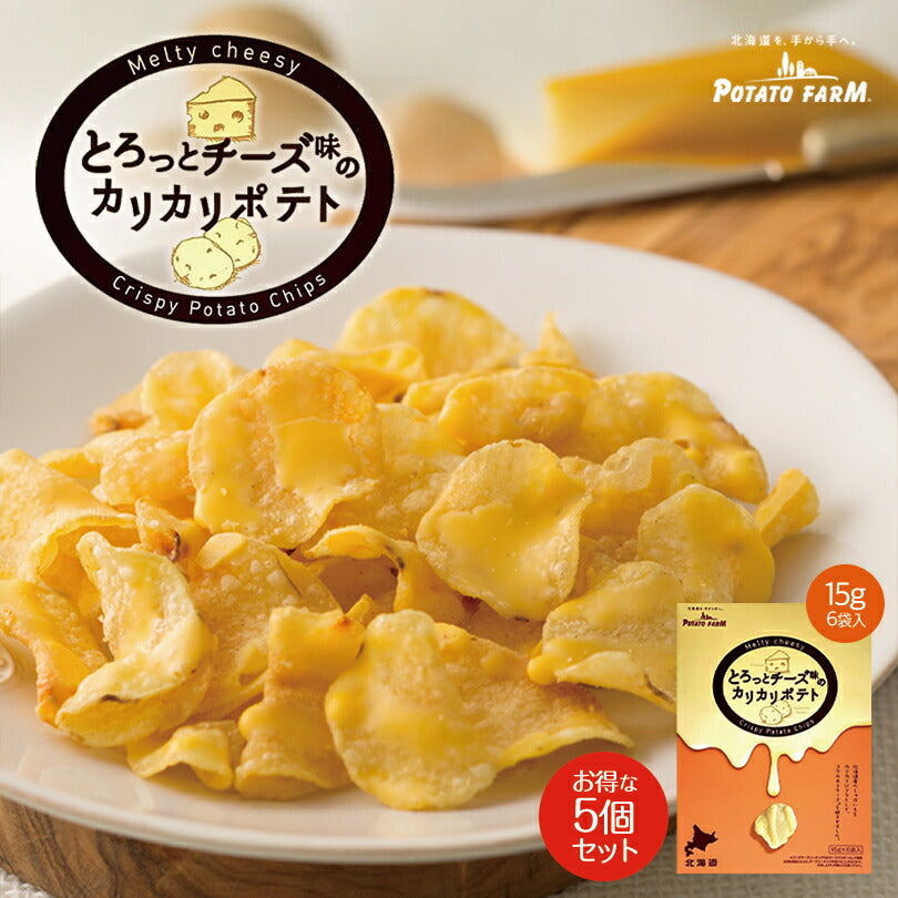 とろっとチーズ味のカリカリポテト6袋 【5箱セット】送料無料 ポテトファーム カルビー ポテトチップス 北海道 お土産 ギフト 贈り物 プレゼント お祝い お年賀 バレンタインデー ホワイトデー お彼岸 母の日 お中元 七五三 クリスマス お歳暮