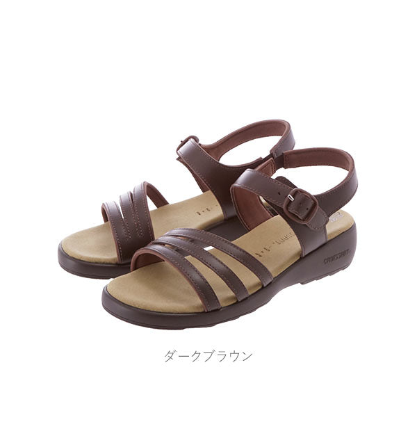【ダークブラウン・M(約22.5-約23cm)】 サンダル レディース 履きやすい 通販 歩きやすい おしゃれ オフィス ブランド クロワッサン CROISSANT 春夏 ローヒール コンフォートサンダル レディースサンダル 大人 かわいい