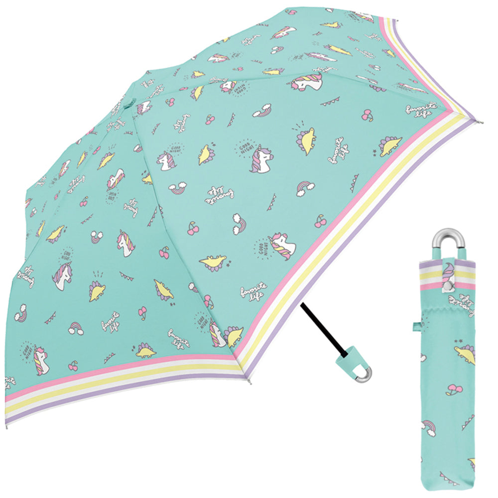 【431791フェイバリットMBL】 子供 折りたたみ傘 通販 約 53 センチ 53.5cm 子供用 レディース メンズ おしゃれ コンパクト カラビナ付き 3段 折畳み傘 おりたたみ傘 折り畳み傘 こども かさ カサ 雨傘 折り畳みかさ