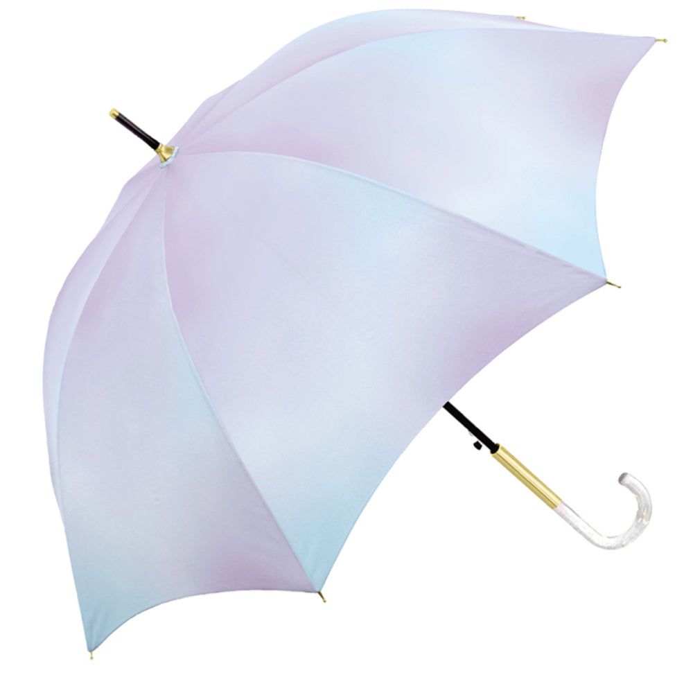 【ゴールドPU・長傘】 晴雨兼用傘 長傘 58cm 通販 グラスファイバー レインボー グラデーション 雨傘 日傘 傘 カサ かさ 晴雨兼用 紫外線カット uvカット 遮光 ミルキートーン アンブレラ 大きめ 丈夫 大人