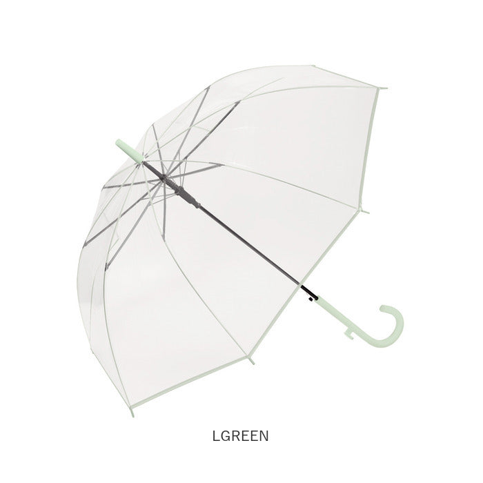 【LBLUE・プラスチック傘】 ビニール傘 レディース 通販 カラーグラスファイバー フック付 60cm 傘 雨傘 長傘 アンブレラ  ワンタッチ傘 ジャンプ傘 ジャンプ  ワンタッチ カラー グラスファイバー おしゃれ