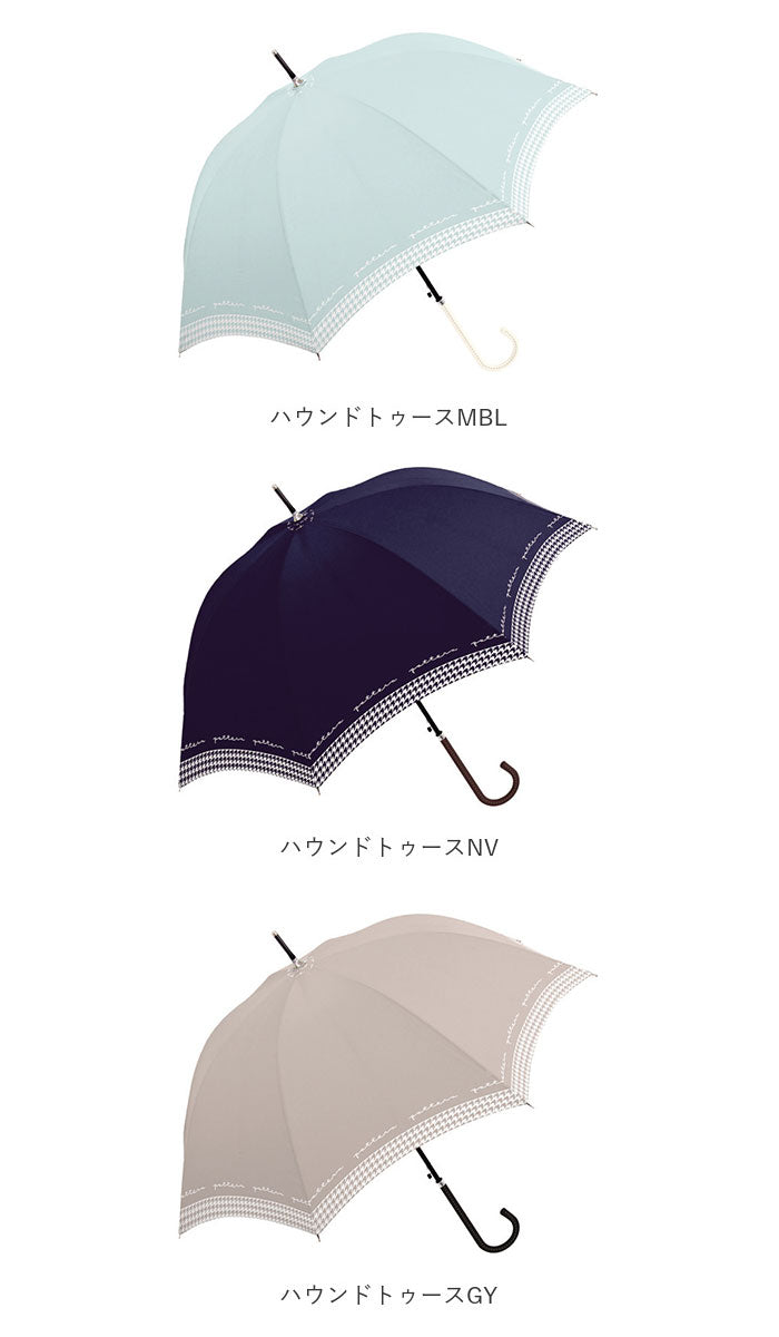 【ハウンドトゥースGY・ジャンプ傘】 傘 レディース ジャンプ 通販 長傘 耐風 可愛い 60cm uvカット スリム おしゃれ カサ かさ 丈夫 ワンタッチ 耐風傘 大人 かわいい 婦人傘 ジャンプ傘 大きい 女性 女子