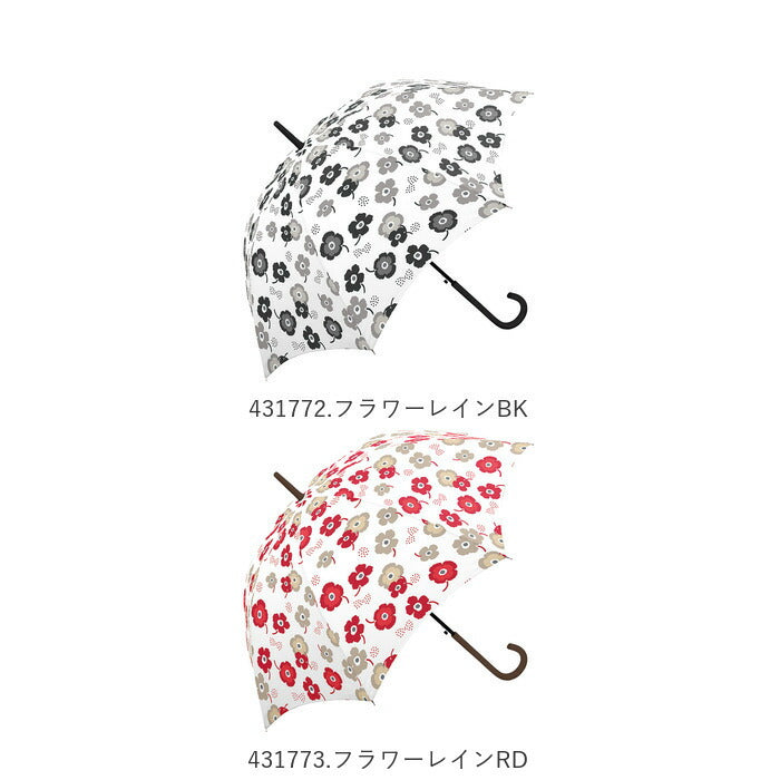【31469.ボタニカルNV・婦人傘】 傘 レディース 長傘 ワンタッチ 通販 おしゃれ 雨傘 グラスファイバー傘 軽い 軽量 ジャンプ傘 58cm かわいい 丈夫 耐風 チェック かさ アンブレラ 長かさ 婦人傘 女の子 折れにくい