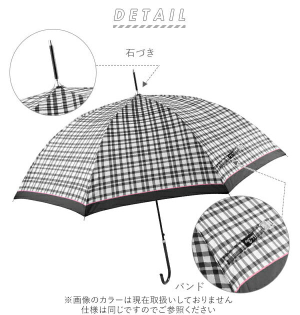 【431780.ビッグドットLBL・婦人傘】 傘 レディース 長傘 ワンタッチ 通販 おしゃれ 雨傘 グラスファイバー傘 軽い 軽量 ジャンプ傘 58cm かわいい 丈夫 耐風 チェック かさ アンブレラ 長かさ 婦人傘 女の子 折れにくい