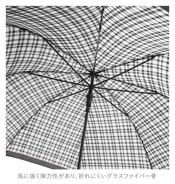 【31469.ボタニカルNV・婦人傘】 傘 レディース 長傘 ワンタッチ 通販 おしゃれ 雨傘 グラスファイバー傘 軽い 軽量 ジャンプ傘 58cm かわいい 丈夫 耐風 チェック かさ アンブレラ 長かさ 婦人傘 女の子 折れにくい