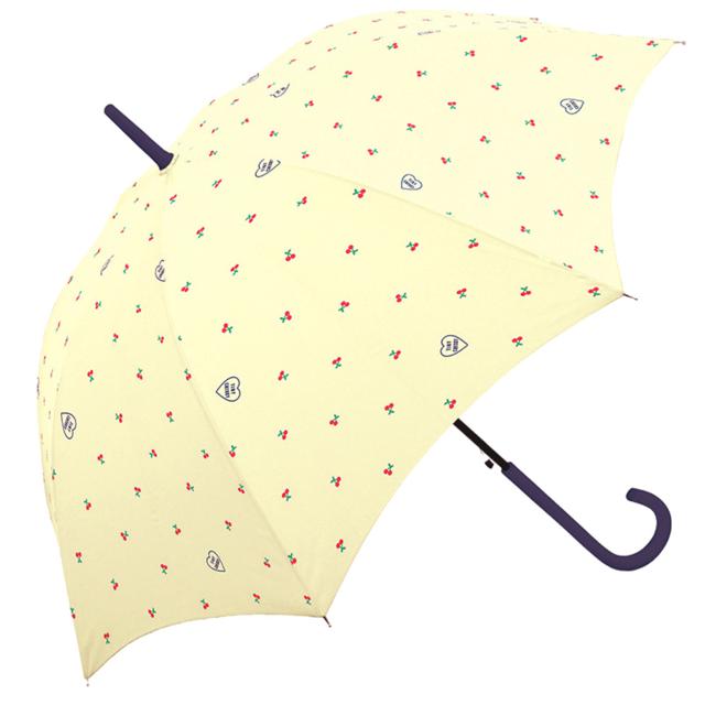 【タイニーチェリーWH・長傘58cm】 傘 レディース ジャンプ 通販 長傘 可愛い 58cm グラスファイバー骨 丈夫 折れにくい おしゃれ シンプル 大人 かわいい 通学 通勤 ジャンプ傘 高校 中学 女性 女子 crux クラックス