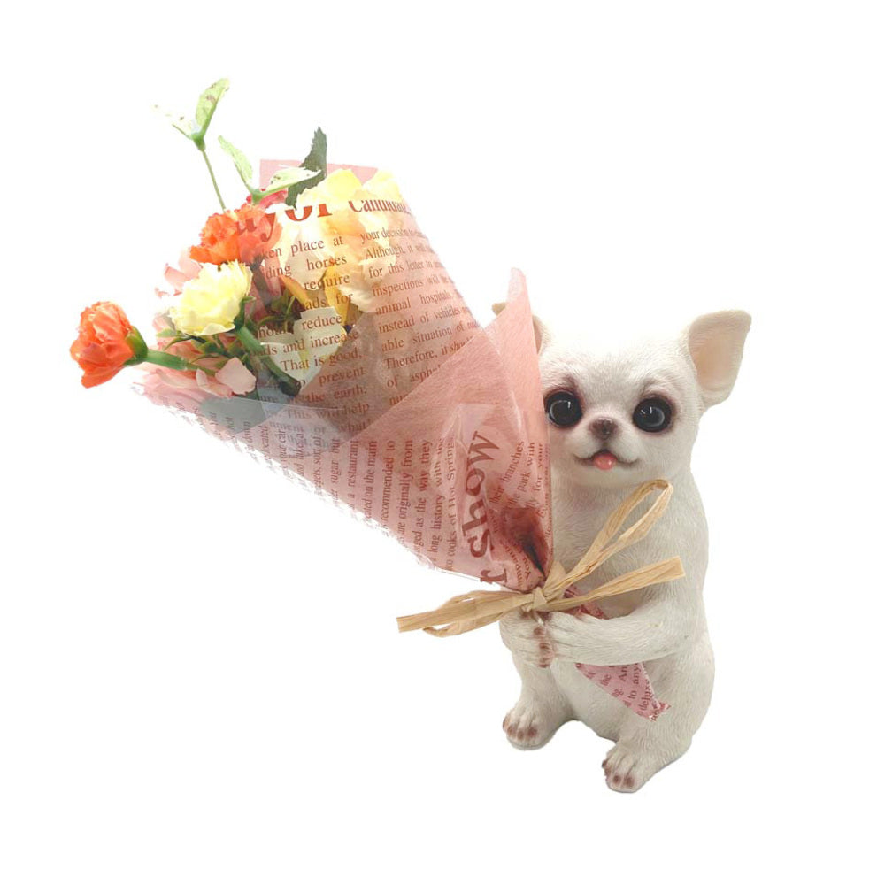 【チワワシロ・ブーケ】 花 ギフト 通販 ブーケ 造花 ct触媒 エアクリーナー 抗菌 消臭 空気清浄 ミニョン フラワーギフト インテリア 置物 雑貨 敬老の日 母の日 父の日 プレゼント プチギフト 丸和貿易