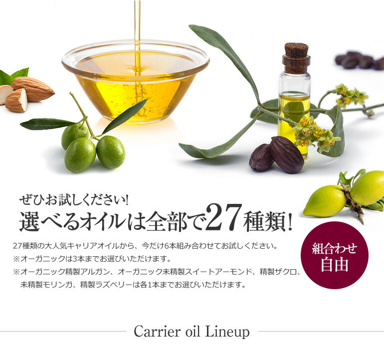【※選択肢商品】27種から 選べるキャリアオイル 4本 セット 【送料無料】 キャリアオイル お試し アルガンオイル ホホバオイル オリーブオイル セサミオイル アボカドオイル マカダミア スキンケア 精製 未精製