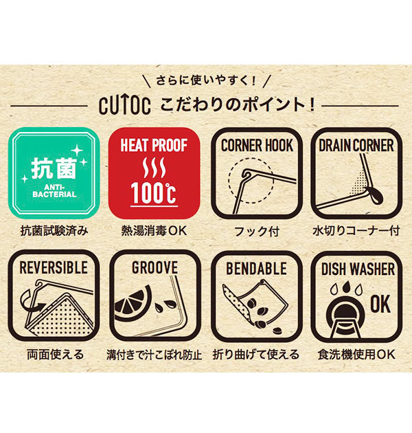 【ブラック】 カッティングボード 通販 プラスチック 耐熱  抗菌 食洗機対応 薄型 薄い うすい CUTOC TPU素材 ゴム 軽い 軽量 ブラック 黒 レッド 赤 キッチン用品 キッチン雑貨 エンボス加工 便利