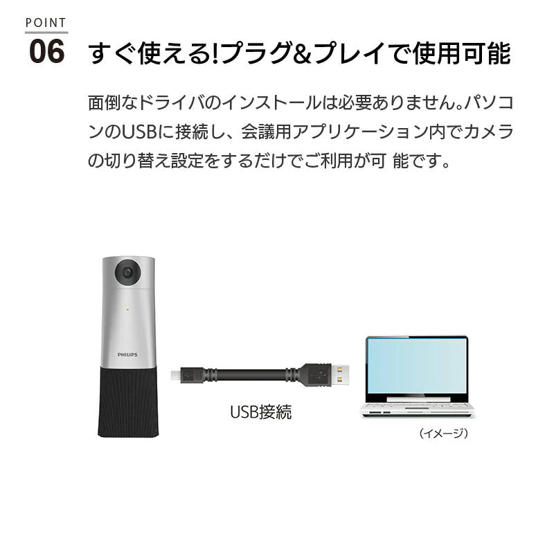 web会議 マイク スピーカー PHILIPS スマートミーティング カメラ＆スピーカー  PSE0550 フィリップス 会議用webカメラ ウェブカメラ カメラ マイク スピーカー付き リモート会議 オンライン授業 ビデオ会議 無指向性マイク