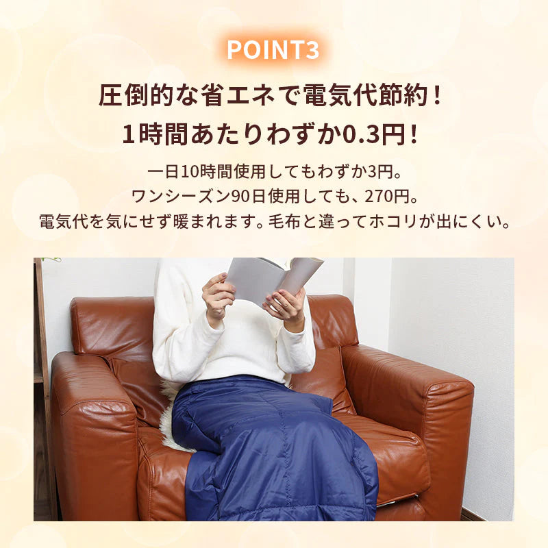 電気ブランケット ネイビー USB TOHO [ RELICIA ] 膝掛け 肩掛け 腰巻き ベスト ポンチョ 3段階温度調節 撥水加工 遠赤外線効果 カーボンヒーター 熱源 アウトドア キャンプ レジャー スポーツ デスクワーク テレワーク 車中泊 節電 省エネ 大判サイズ ネイビー