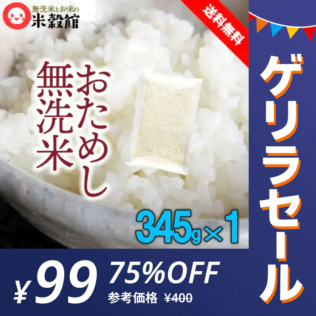 【ゲリラセール】無洗米 お試し九州産 米 送料無料　無洗米おためしパック 345g×1個入り