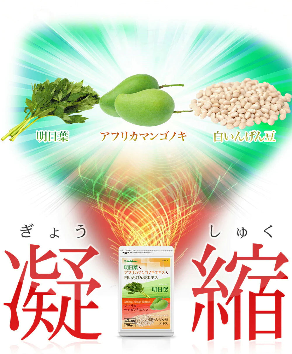 明日葉＆アフリカマンゴノキエキス＆白いんげん豆エキス《3ヶ月分》サプリメント ダイエット エラグ酸  ファビノール【ゲリラセール】