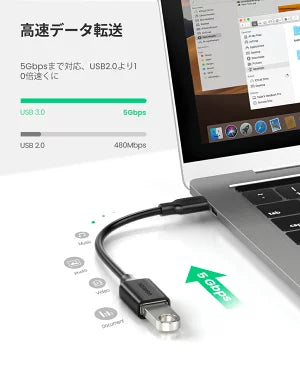 [UGREEN] OTGケーブル Type-Cオス ⇔ USB3.0メス 17cm