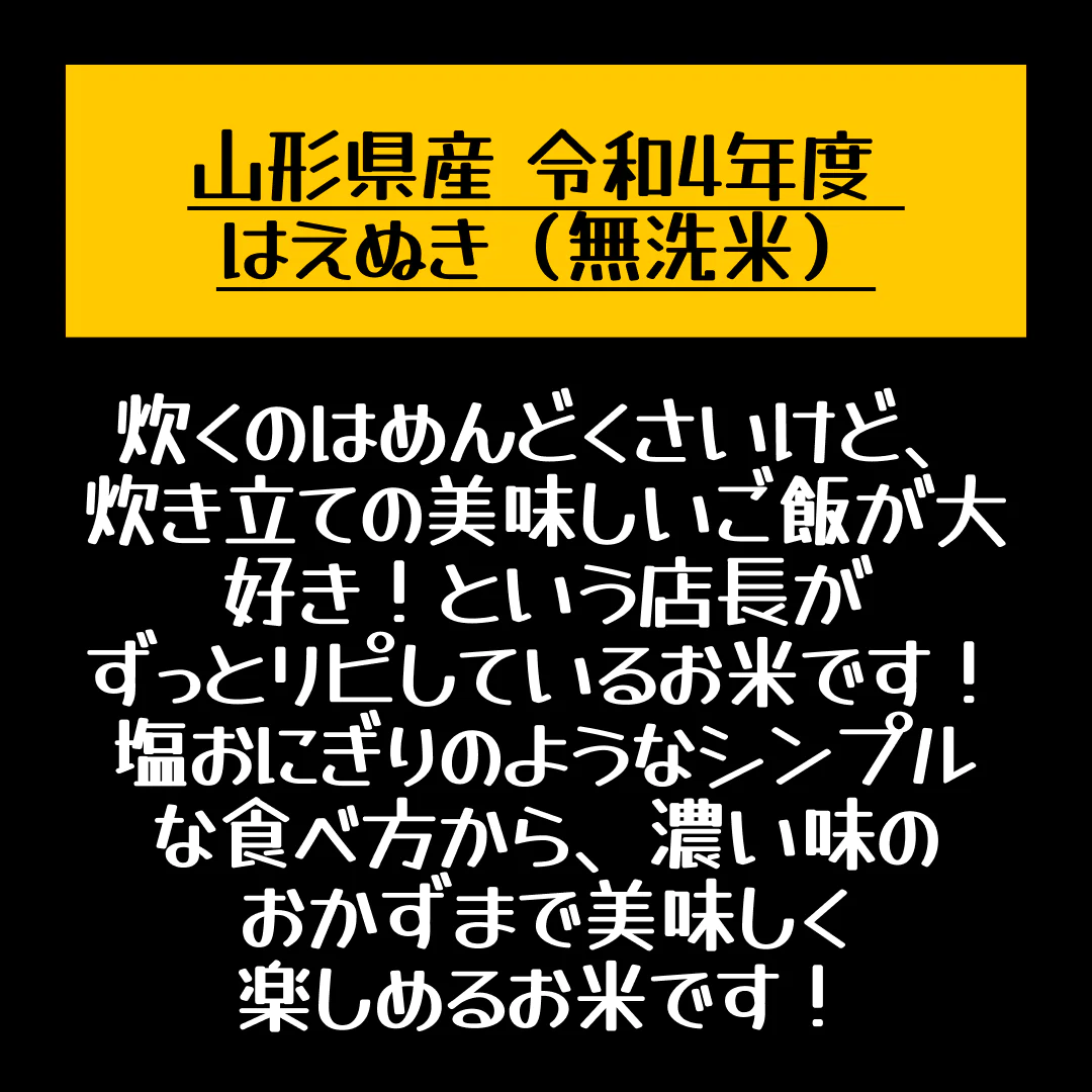 令和4年産 山形県産 はえぬき無洗米10kg(5kg×2) ※一部地域は別途送料追加 お米 コメ 米 JA rhm1004【店長本気のシェア買いWEEK】