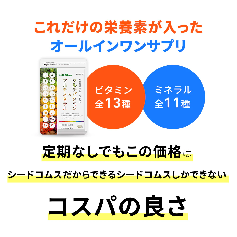 【超得ハイパーSALE】マルチビタミン＆マルチミネラル≪約1ヶ月分≫ 送料無料 【ゲリラセール】