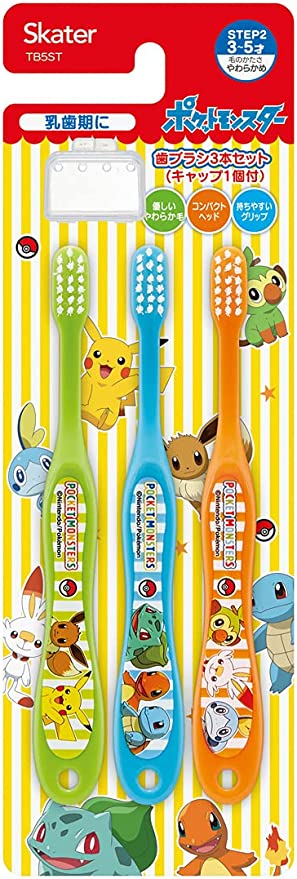 スケーター 歯ブラシ 園児用 3-5才 やわらかめ 3本入 ポケットモンスター 2021 ポケモン 14cm TB5ST-A