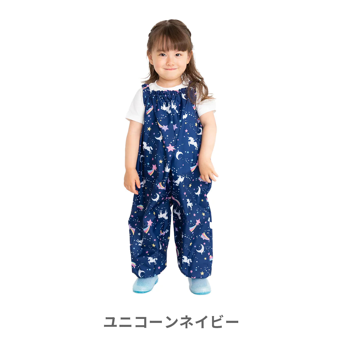 【ドット】Fabhug 撥水プレイウェア お砂場着 遊び着 つなぎ パンツ オーバーオール キッズ ベビー 撥水 女の子 男の子  90cm 100cm かわいい おしゃれ 子供 子ども 柄 ボーダー ドット 収納袋 巾着 レインコート レイングッズ 雨 誕生日 送料無料