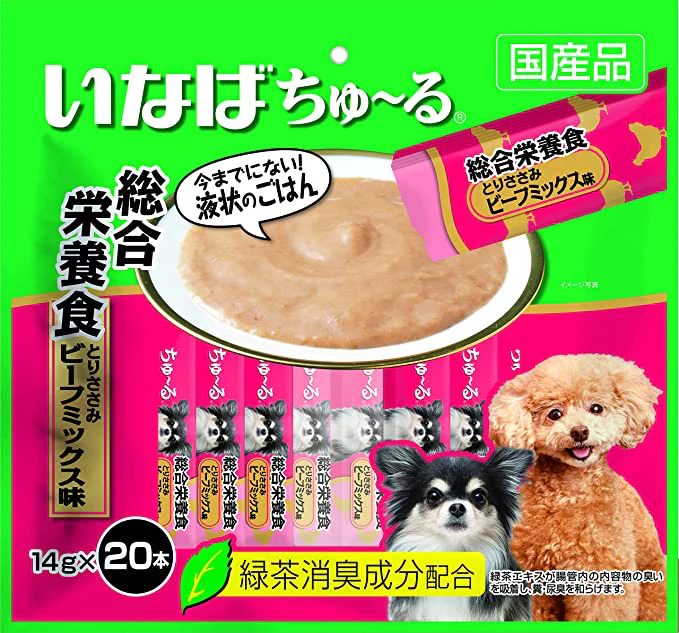いなば 犬用おやつ ちゅ~る 総合栄養食 とりささみ ビーフミックス味 14グラム (x 20)