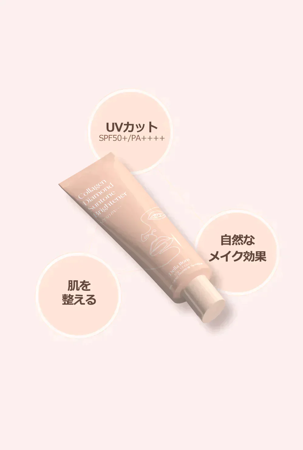 【デラボーン】ダイヤモンド日焼け止めSPF50+ PA++++ 韓国コスメ コラーゲン ダイヤモンド 保湿 ツヤ肌 美肌 ホワイトニング しわ 弾力 メイクベース メイク下地 韓国スキンケア 水光 オーラ肌 韓国女優 イェップネ 新商品 うるおい