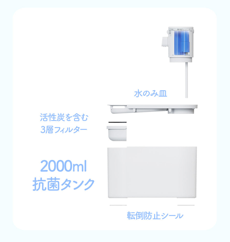 充電式　スマートペットウォーター　2.0L　自動給水器