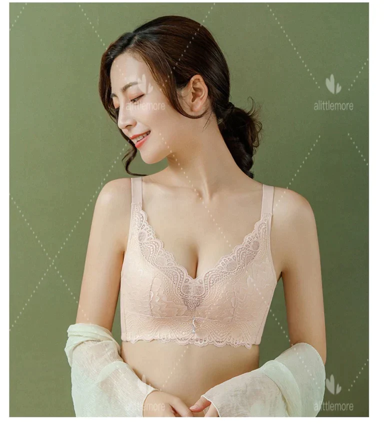 32/70薄手パット 色ランダム/ノンワイヤー・育乳ブラジャー★レース　育乳　ノーワイヤー　ナイトブラジャー　脇高ブラ　セクシー 谷間　盛れる　補正ブラ