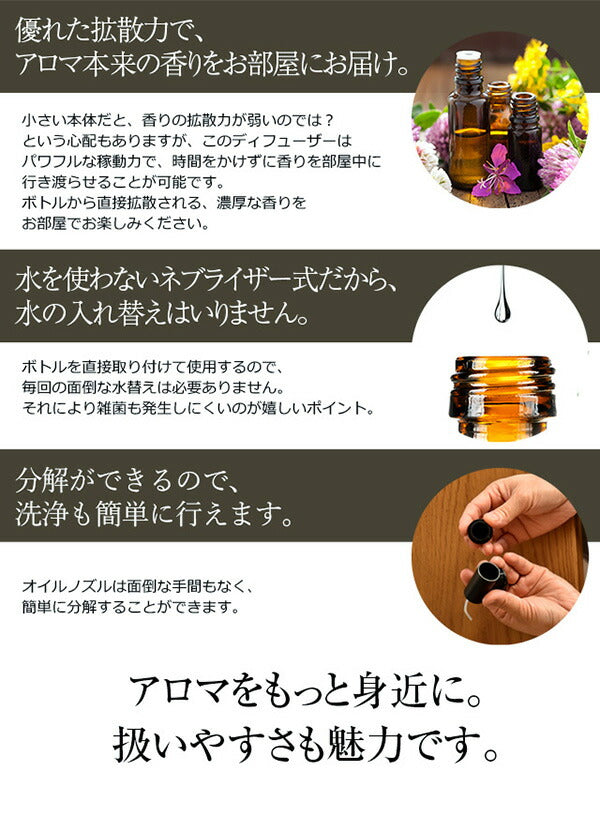 【※ページ修正】ポータブルネブライザー式アロマディフューザー  【送料無料】 【 水を使わない 水不要 コードレス 充電式 精油付き エッセンシャルオイル 気化式 コードレス ギフト 】