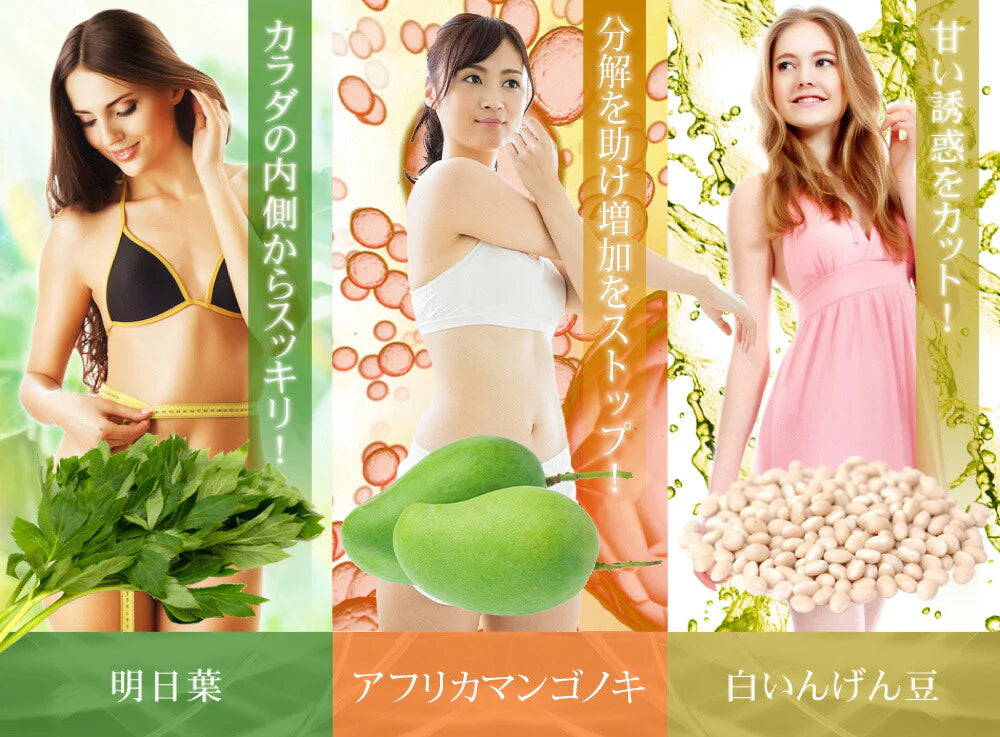 明日葉＆アフリカマンゴノキエキス＆白いんげん豆エキス《3ヶ月分》サプリメント ダイエット エラグ酸  ファビノール【ゲリラセール】