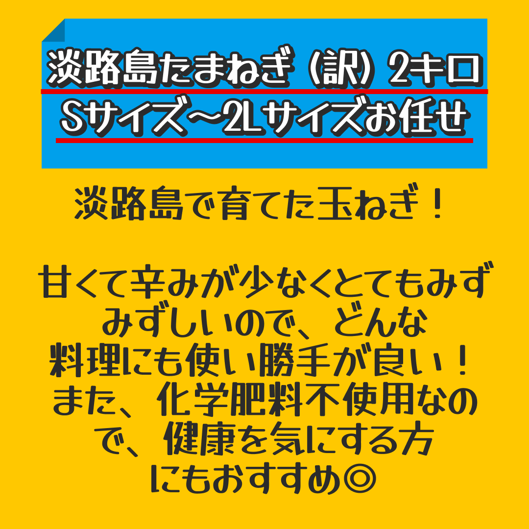 淡路島たまねぎ (訳)  2キロ　Sサイズ〜2Lサイズお任せ【家計お助けSALE】