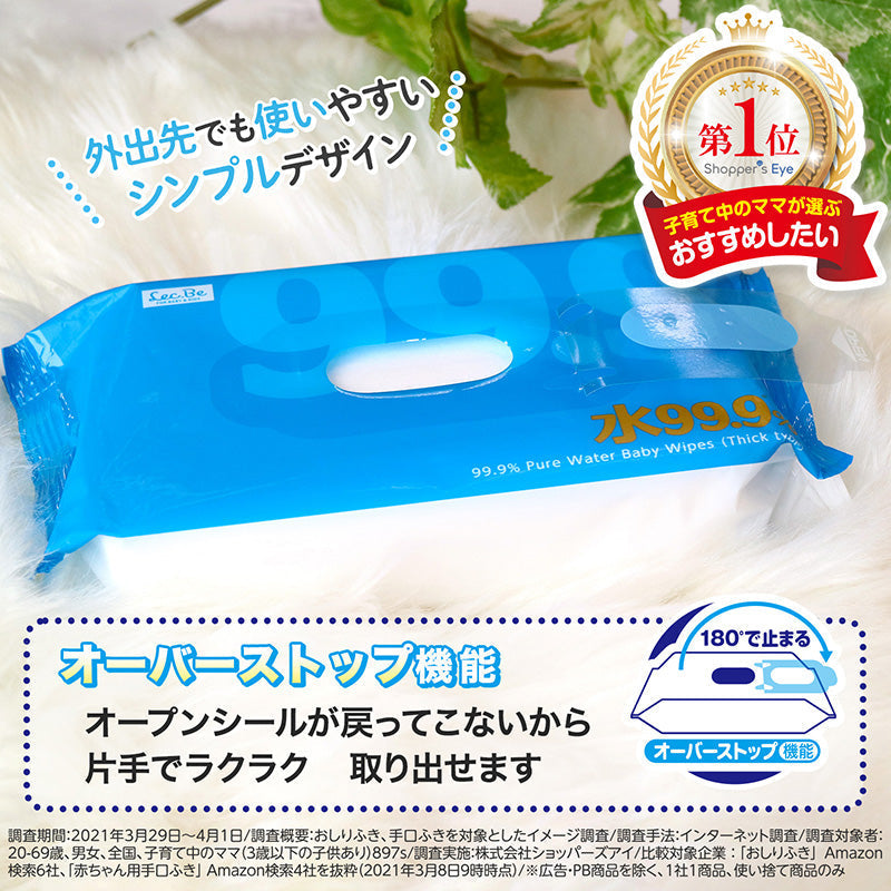 【ご新規さんとシェア買い】純水99.9% ベビー用 おしりふき 水分たっぷり 厚手タイプ 54枚×15個 (810枚)【限りなく水に近く肌にやさしい】日本製