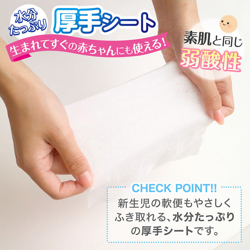 【ご新規さんとシェア買い】純水99.9% ベビー用 おしりふき 水分たっぷり 厚手タイプ 54枚×15個 (810枚)【限りなく水に近く肌にやさしい】日本製