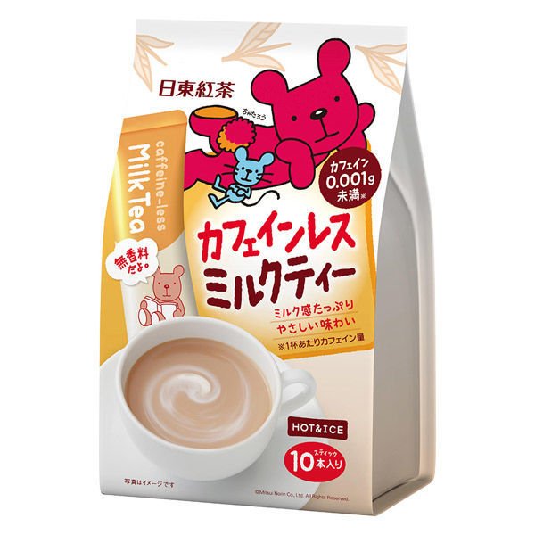 【箱なしバラ売りおまけ付き！】 日東紅茶 　カフェインレス　ミルクティー 1袋（10本入）