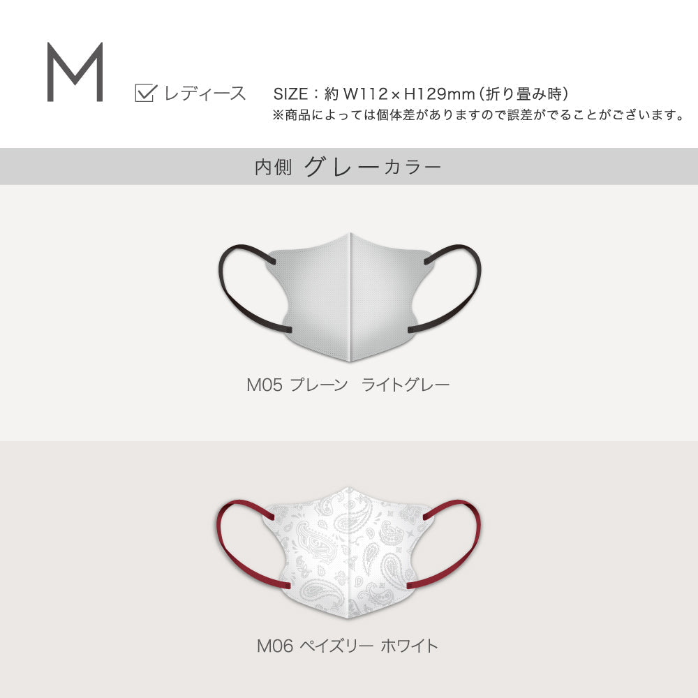 【M／ライトグレー】MASCODE 3D 立体 マスク 5袋35枚 セット マスコード 不織布 女性 レディース グレー 送料無料【シェア買いなら2500円！】