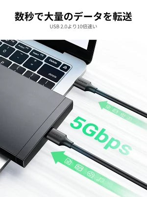 [UGREEN] USB3.0 延長ケーブル オス-オス 2m