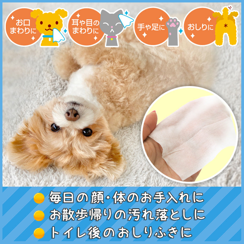 純水99％ ペット用 流せる ウェットシート 大容量 70枚×40個 〈2,800枚〉手足やおしり、口・耳・目のまわりに【日本製】
