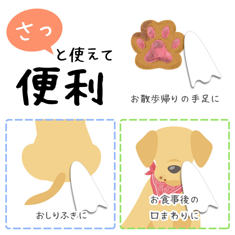 純水99.9% ペット用 ウェットシート大容量 80枚×48個 (3840枚) 手足やおしり、口・耳・目のまわりに【日本製】
