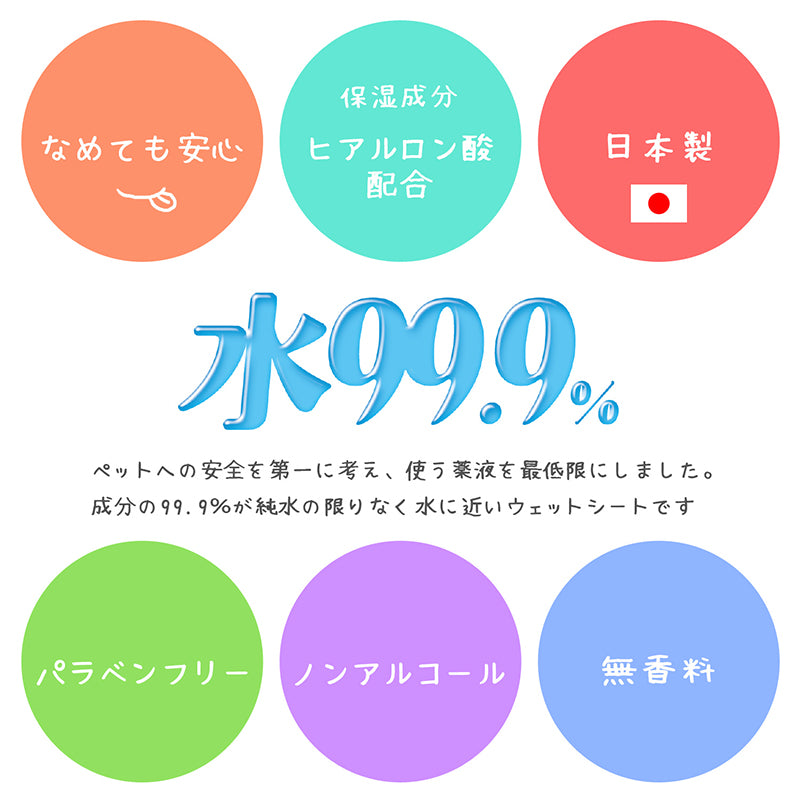 純水99.9% ペット用 ウェットシート大容量 80枚×48個 (3840枚) 手足やおしり、口・耳・目のまわりに【日本製】