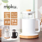 moku. 電気ケトル ホワイト×木目 MEK0501 | 電気 湯沸かし 湯沸かし器 ガラス 木目 おしゃれ かわいい 0.5L 500ml 一人暮らし 小型 コンパクト モク 保温 茶こし 調節 水温設定 インテリア