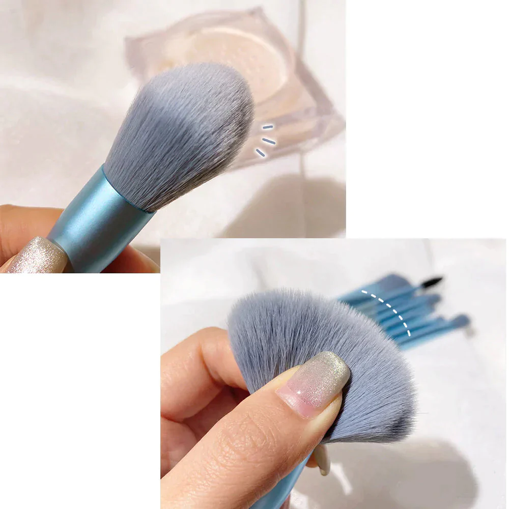 【くすみブルー】メイクブラシ セット 8本セット おまけパック付き 化粧ブラシ 収納 ポーチ付き アイシャドウ フェイス チーク ブラシ アイメイク 可愛い 高級タクロン やわらかい ブラシ コンパクト 旅行 トラベル 誕生日 プレゼント コスメ ギフト ゆうパケット 送料込み