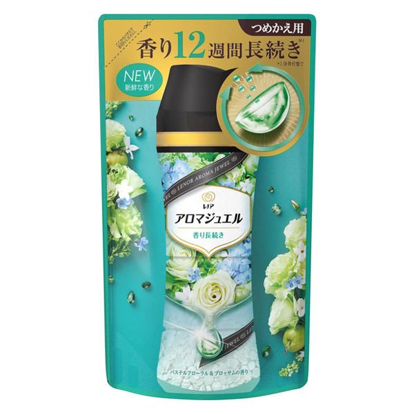 レノアハピネス アロマジュエル パステルフローラル＆ブロッサムの香り 詰め替え 415ml P＆G　1個　衣類用芳香剤