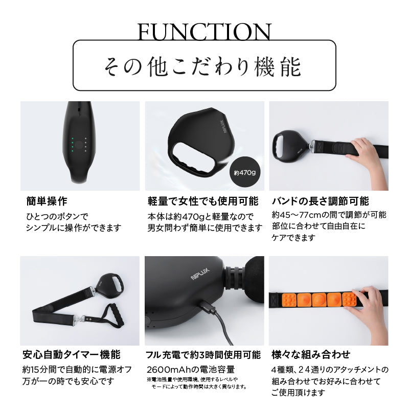 NIPLUX FASCIALAX U　筋膜リリースガン　振動マシン　ベルトタイプ　広範囲　全身3Dケア　背中　肩　腰　肩　足