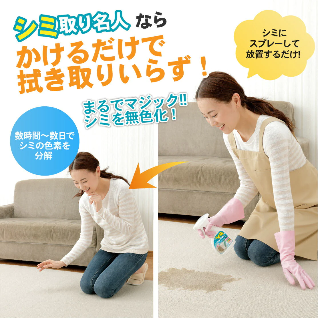 シミ取り名人(インテリアファブリック用) 300ml 業務用シミ取り カーペット 布製品のシミ対策 酵素の力で強力 シミ取り 染み しみ取り剤 業務用シミ取り カーペット簡単染み取り