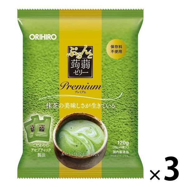 【たっぷり3袋！】ぷるんと蒟蒻ゼリーパウチ プレミアム抹茶  オリヒロ
