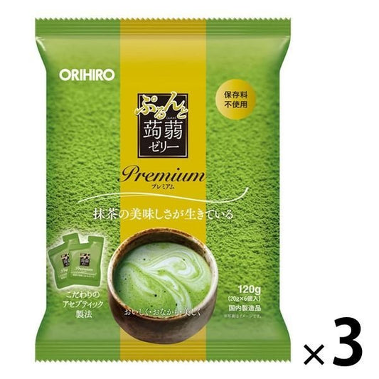 【たっぷり3袋！】ぷるんと蒟蒻ゼリーパウチ プレミアム抹茶  オリヒロ