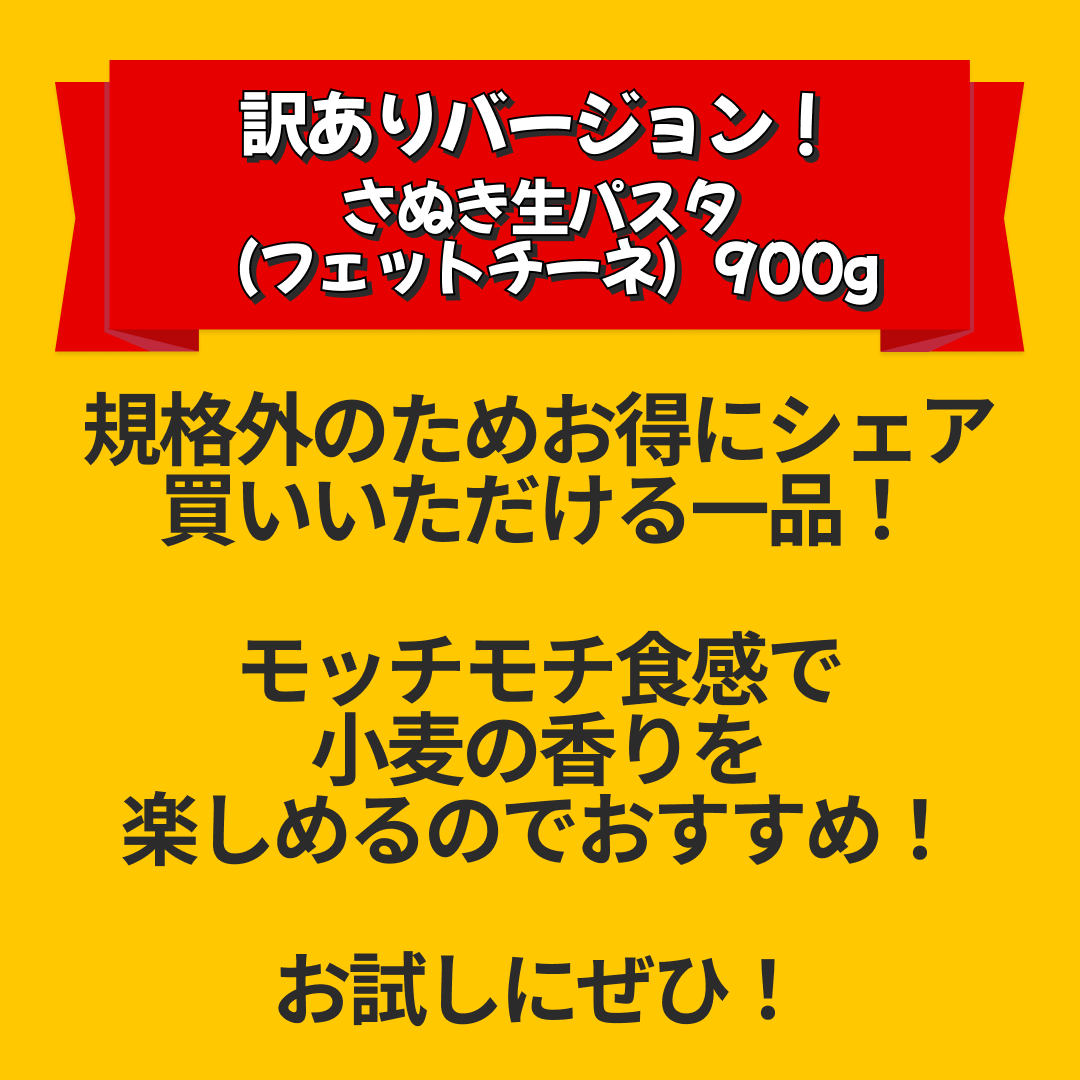 訳ありバージョン！【本場讃岐うどん製法】さぬき生パスタ（フェットチーネ）900g【特産品・ご当地特集】【エコ得リリースSALE】
