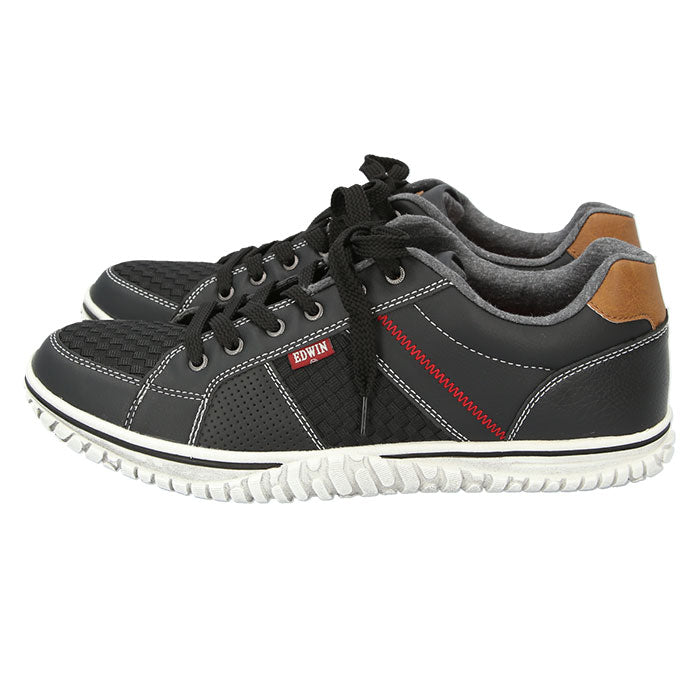 【WHITE・26.5cm】 EDWIN スニーカー メンズ 通販 白 黒 通学 おしゃれ エドウィン 靴 7528 軽量 軽い カップインソール 歩きやすい 疲れにくい シンプル カジュアル ローカット シューズ
