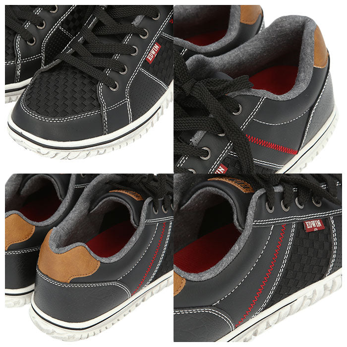 【WHITE・26.5cm】 EDWIN スニーカー メンズ 通販 白 黒 通学 おしゃれ エドウィン 靴 7528 軽量 軽い カップインソール 歩きやすい 疲れにくい シンプル カジュアル ローカット シューズ